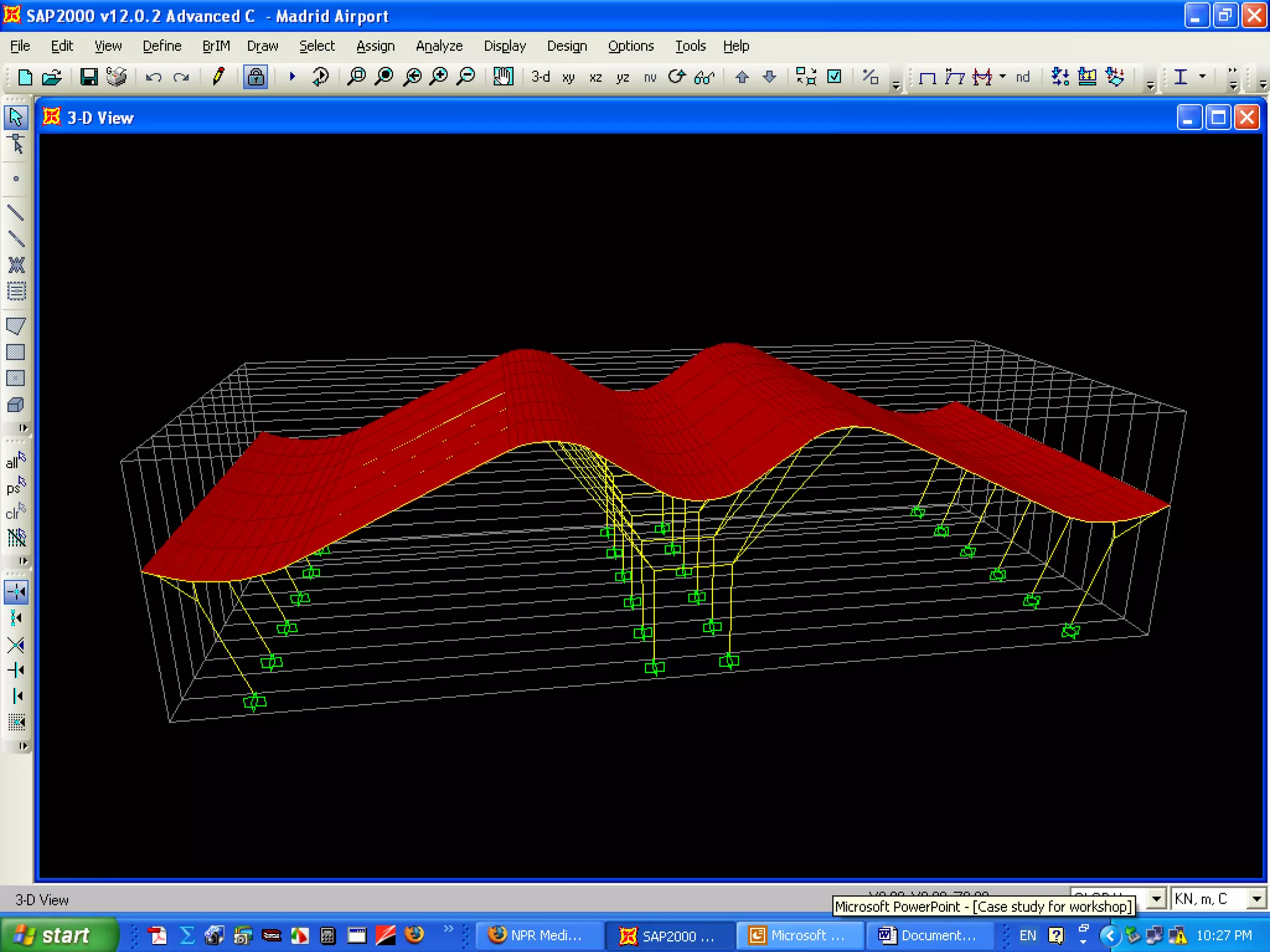 B. Frames
FRAMES are flexural-axial systems in contrast to hinged trusses, which
are axial systems, and beams, which are flexural systems. Flexural-axial
systems are identified by beam-column behavior that includes the effects of
biaxial bending, torsion, axial deformation, and biaxial shear deformations.
Here, two-dimensional skeleton structures composed of linear elements
are briefly investigated. The most common group of planar structure systems
includes
• Portal frames, gable frames, etc.
• Arches
 