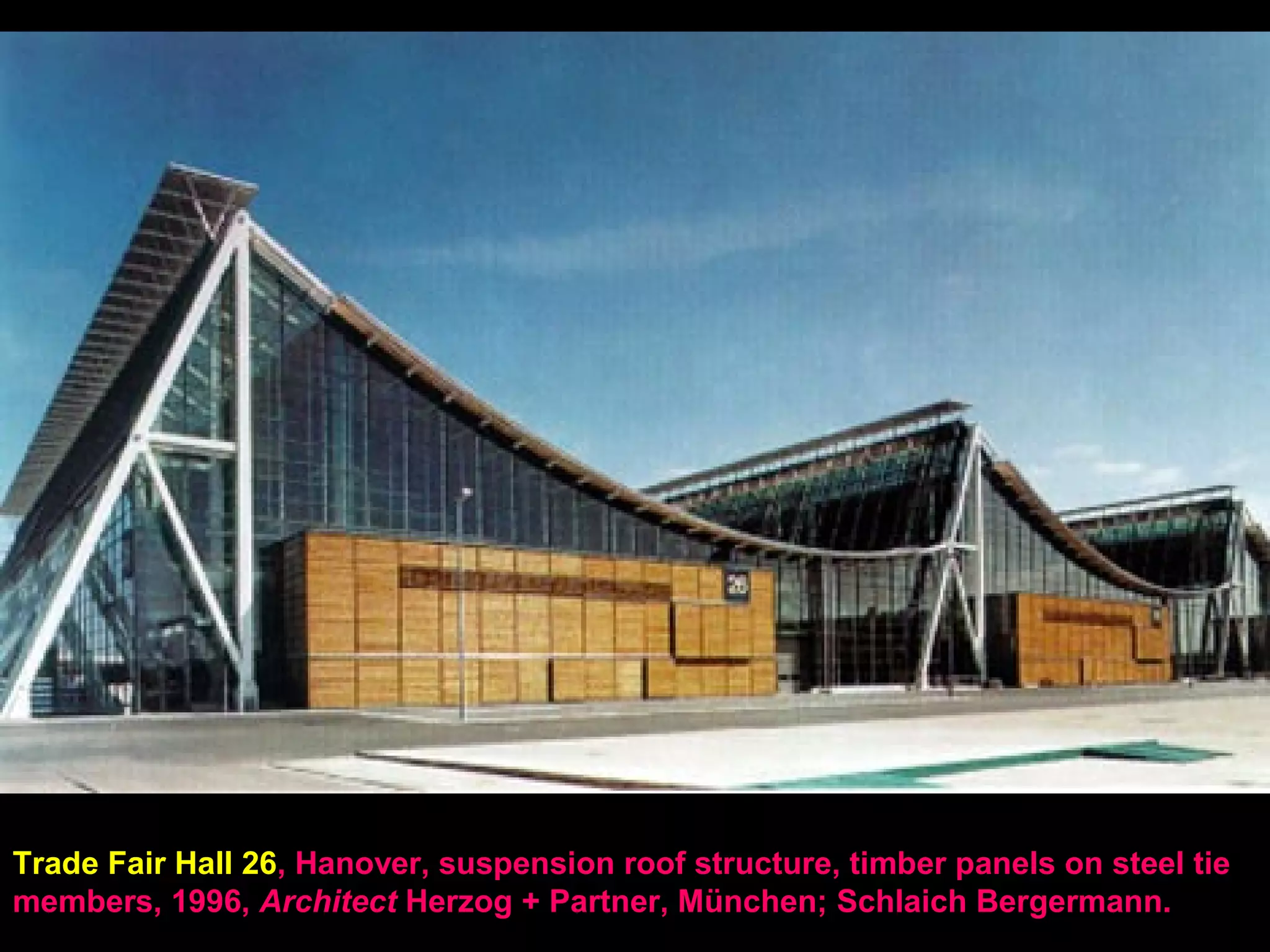 Skeleton Dome Structures
typical domes, inverted domes, segments of dome assembly, etc.
• Major skeleton dome systems
• Dome shells on polygonal base
• Dome structure cases
• Little Sports Palace, Rome, Italy, 1960 Olympic Games, Pier Luigi Nervi
• U.S. Pavilion, Toronto, Canada, Expo 67, Buckminster Fuller, 250 ft (76 m)
diameter ¾ sphere, double-layer space frame
• Jkai Baseball Stadium, Odate, Japan
• Philological Library, Free University, Berlin, 2005, N. Foster
• National Grand Theater, Beijing, 2006, Paul Andreu
• Bent surface structures
• Grand Louvre, Paris, 1993, I. M. Pei
• MUDAM, Museum of Modern Art, Luxembourg, 2006, I.M. Pei
• The dome used for dwelling
• Ice Stadium, Davos, Switzerland
• Reichstag, Berlin, Germany, 1999, Norman Foster Arch/ Leonhardt & Andrae
Struct. Eng.
• Beijing National Stadium, Beijing, 2008, Herzog and De Meuron Arch/ Arup Eng.
 
