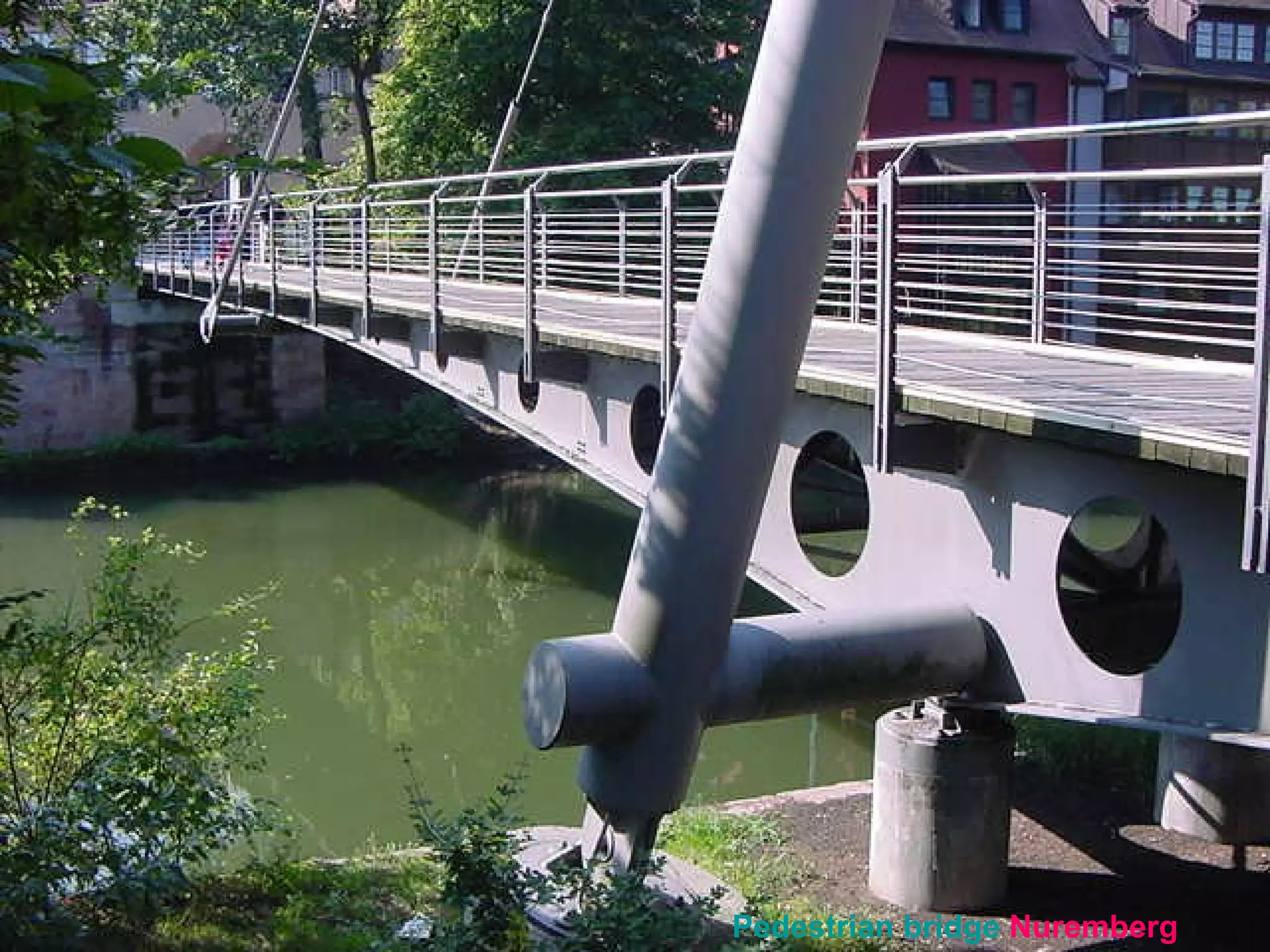 Individual Beams
• Railway Station, Munich, Germany
• Atrium, Germanisches Museum, Nuremberg, Germany
• Pedestrian bridge Nuremberg
• Dresdner Bank, Verwaltungszentrum, Leipzig, 1997, Engel und Zimmermann
• Shanghai-Pudong International Airport, Paul Andreu principal architect
• Petersbogen shopping center, Leipzig, 2001, HPP Hentrich-Petschnigg
• The asymmetrical entrance metal-glass canopies of the National Gallery of
Art, Stuttgart, J. Stirling (1984), counteract and relieve the traditional post-
modern classicism of the monumental stone building; they are toy-like and
witty but not beautiful.
• Documentation Center Nazi Party Rally Grounds (Nuremberg, 2001, Guenther
Domenig Architect) is located in the unfinished structure of the Congress
Hall. It gives detailed information about the history of the Party Rallies and
exposes them as manipulative rituals of Nazi propaganda. A glass and steel
gangway penetrates the North wing of the Congress Hall like a shaft, the
Documentation Center makes a clear contemporary architectural statement.
 