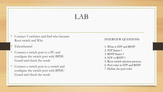 Stp Lab Spanning tree protocol (stp) | PDF