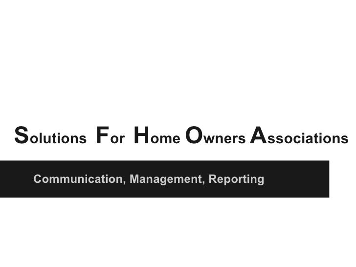 Solutions For Home Owners Associations