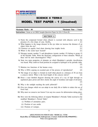 Class X SA-II SCIENCE SAMPLE PAPER 2016 | PDF