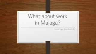 What about work
in Málaga?
Comenius Project - Górowo Iławeckie 2014
 