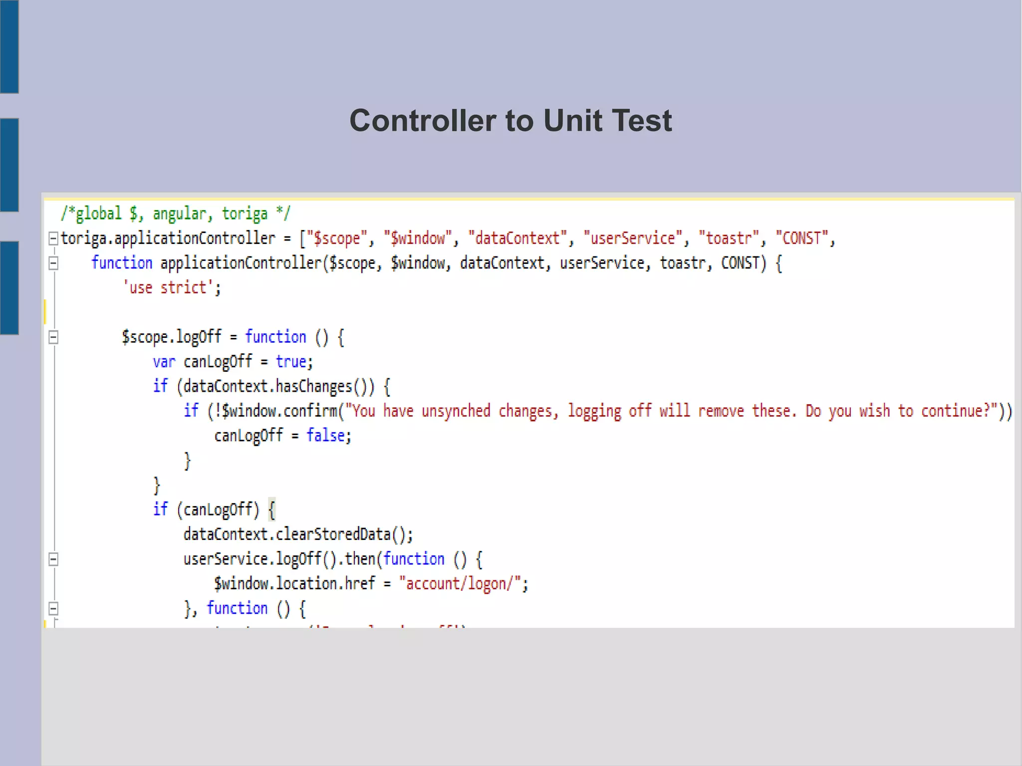 Controller to Unit Test
 