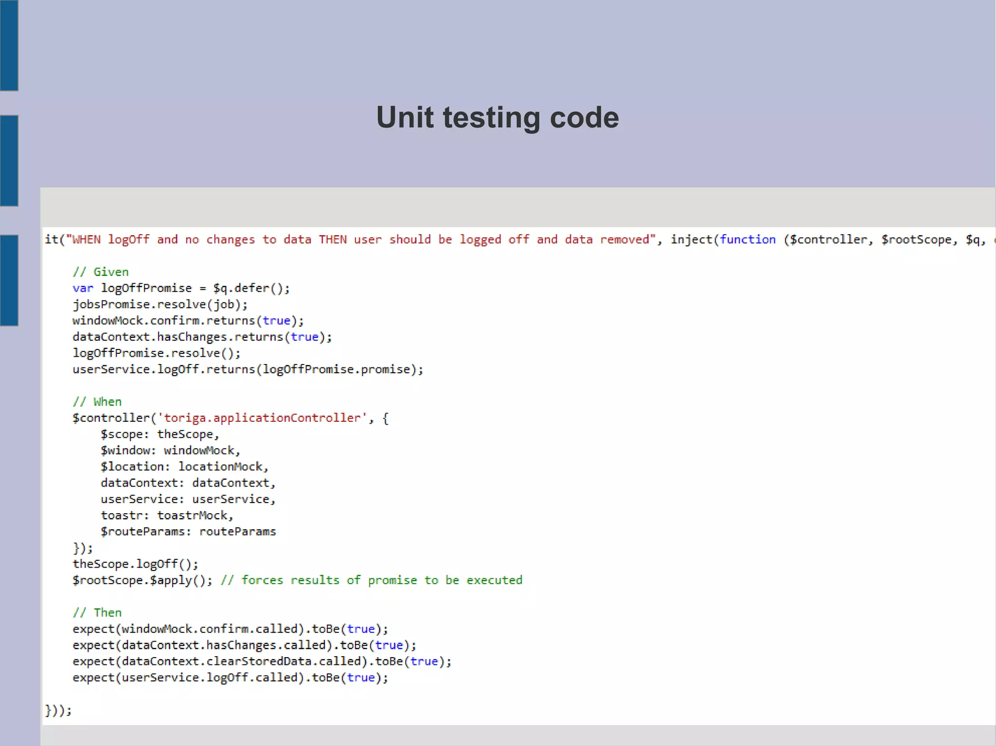 Unit testing code
 
