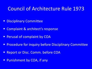 Council of Architecture Rule 1973Disciplinary Committee