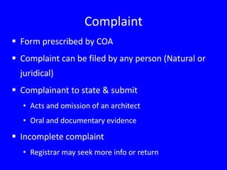 Perusal of complaint by COA