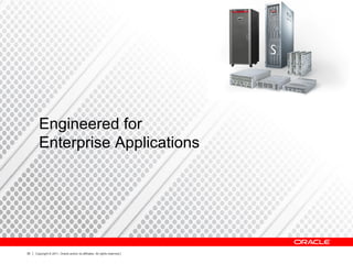 32 Copyright © 2011, Oracle and/or its affiliates. All rights reserved.
Engineered for
Enterprise Applications
 