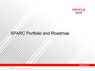 37 Copyright © 2011, Oracle and/or its affiliates. All rights reserved.
SPARC Portfolio and Roadmap
 