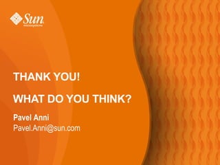 THANK YOU! WHAT DO YOU THINK? Pavel Anni [email_address] 