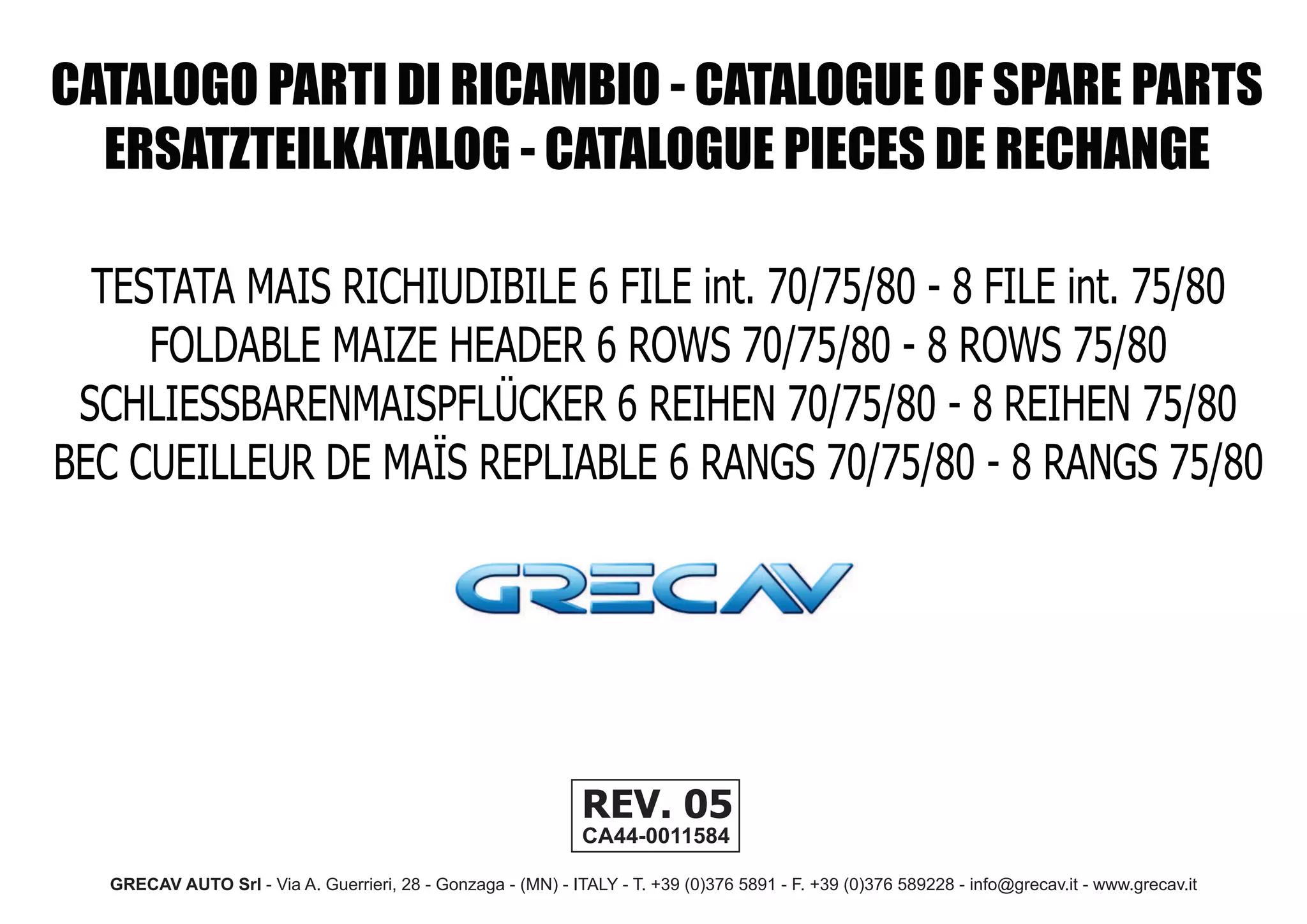 Grecav spare parts foldable header | PDF