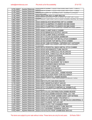 Spare Parts List-AMAT, Applied Materials | PDF