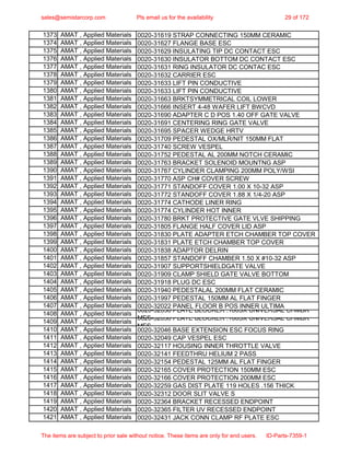 Spare Parts List-AMAT, Applied Materials | PDF