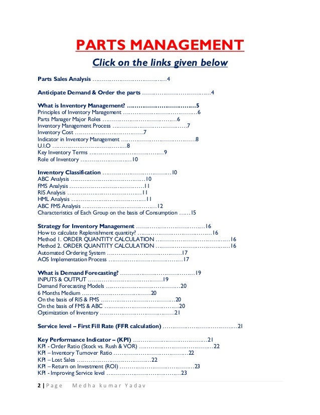 Spare parts management