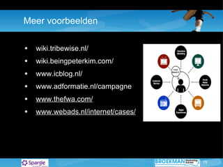 Meer voorbeelden wiki.tribewise.nl/  wiki.beingpeterkim.com/  www.icblog.nl/  www.adformatie.nl/campagne www.thefwa.com/  www.webads.nl/internet/cases/ 