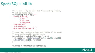 Spark SQL + MLlib 
© Copyright 2013 Pivotal. All rights reserved. 28 
 
