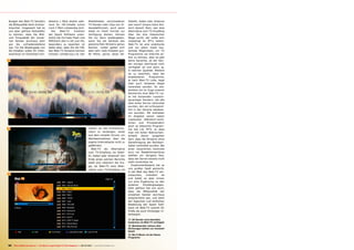 Budget des Web-TV Senders                  destens 1 Mb/s leisten wäh-                 Mediatheken verschiedener        Satellit, Kabel oder Antenne
 die Bildqualität beim Endver-              rend für HD-Inhalte schon                   TV-Sender oder Clips von Vi-     sein kann? Unsere klare Ant-
 braucher. Insgesamt hat es                 rund 3 Mb/s notwendig sind.                 deoplattformen, auch wenn        wort darauf: Nein, wer eine
 uns aber gefreut feststellen                 Die    Web-TV     Funktion                diese im Flash Format zur        Alternative zum TV-Empfang
 zu können, dass die Bild-                  der Spark Software unter-                   Verfügung stehen, können         über die drei klassischen
 und Tonqualität der einzel-                stützt die Formate Flash und                Sie nur dann wiedergeben,        Wege sucht, der sollte sich
 nen Sender durchaus sehr                   MPEG4/H.264 in SD und HD,                   wenn Sie die Adresse des         unbedingt an IPTV halten.
 gut bis zufriedenstellend                  besonders zu beachten ist                   gewünschten Streams genau        Web-TV ist eine praktische
 war. Für die Wiedergabe von                dabei aber, dass Sie die URL                kennen. Leider geben sich        und vor allem meist kos-
 SD-Inhalten sollte Ihr Inter-              des Web-TV Streams kennen                   aber sehr viele Anbieter gro-    tenlose Möglichkeit, um TV
 anschluss im Download min-                 müssen. Inhalte aus z.B. den                ße Mühe, genau diese Ad-         Programme via Internet se-
                                                                                                                         hen zu können, aber es gibt
11                                                                                                                       keine Garantie, ob der Sen-
                                                                                                                         der morgen überhaupt noch
                                                                                                                         verfügbar ist und wenn ja,
                                                                                                                         in welcher Qualität. Weiters
                                                                                                                         ist zu beachten, dass die
                                                                                                                         angebotenen      Programme,
                                                                                                                         je nach Web-TV Liste, legal
                                                                                                                         oder auch teilweise illegal
                                                                                                                         verbreitet werden. So ent-
                                                                                                                         deckten wir im Zuge unserer
                                                                                                                         Recherche eine Web-TV Lis-
                                                                                                                         te mit dutzenden russisch-
                                                                                                                         sprachiger Sendern, die alle
                                                                                                                         über einen Server verbreitet
                                                                                                                         wurden, den wir schlussend-
                                                                                                                         lich in der Ukraine lokalisie-
                                                                                                                         ren konnten. Mit enthalten
                                                                                                                         im Angebot waren neben
                                                                                                                         russischen öffentlich-recht-
                                                                                                                         lichen und Privatsendern
                                                                                                                         auch so bekannte Program-
12                                                                                      ressen vor den Endverbrau-       me wie z.B. MTV, so dass
                                                                                        chern zu verbergen, meist        man mit hoher Wahrschein-
                                                                                        aus dem simplen Grund, um        lichkeit   davon    ausgehen
                                                                                        Werbeeinnahmen über die          darf, dass die Streams ohne
                                                                                        eigene Internetseite nicht zu    Genehmigung der Rechtein-
                                                                                        gefährden.                       haber verbreitet wurden. Bei
                                                                                           Web-TV als Alternative        einer neuerlichen Kontrolle
                                                                                        zum TV-Empfang via Satel-        kurz vor Redaktionsschluss
                                                                                        lit, Kabel oder Antenne? Am      stellten wir übrigens fest,
                                                                                        Ende eines solchen Berichts      dass der Server bereits nicht
                                                                                        stellt sich natürlich die Fra-   mehr erreichbar ist.
                                                                                        ge, ob Web-TV eine Alter-           Zusammenfassend hat es
                                                                                        native zum TV-Empfang via        uns großen Spaß gemacht,
                                                                                                                         in die Welt des Web-TV ein-
13                                                                                                                       zutauchen,     trotzdem     ist
                                                                                                                         und bleibt es aber immer
                                                                                                                         nur eine Ergänzung zu den
                                                                                                                         anderen     Empfangswegen.
                                                                                                                         Sehr gefreut hat uns auch,
                                                                                                                         dass die Bildqualität der
                                                                                                                         einzelnen Sender durchaus
                                                                                                                         ansprechend war, und dank
                                                                                                                         der logischen und einfachen
                                                                                                                         Bedienung der Spark Soft-
                                                                                                                         ware ist Web-TV sowohl für
                                                                                                                         Profis als auch Einsteiger in-
                                                                                                                         teressant.

                                                                                                                         11. 3D Sender sind ebenfalls
                                                                                                                         kostenlos via Web-TV verfügbar
                                                                                                                         12. Musiksender nahezu aller
                                                                                                                         Richtungen stehen zur Auswahl
                                                                                                                         bereit
                                                                                                                         13. Bei X-Music ist der Name
                                                                                                                         Programm


94 TELE-satellite International — The World‘s Largest Digital TV Trade Magazine — 09-10/2012 — www.TELE-satellite.com
 