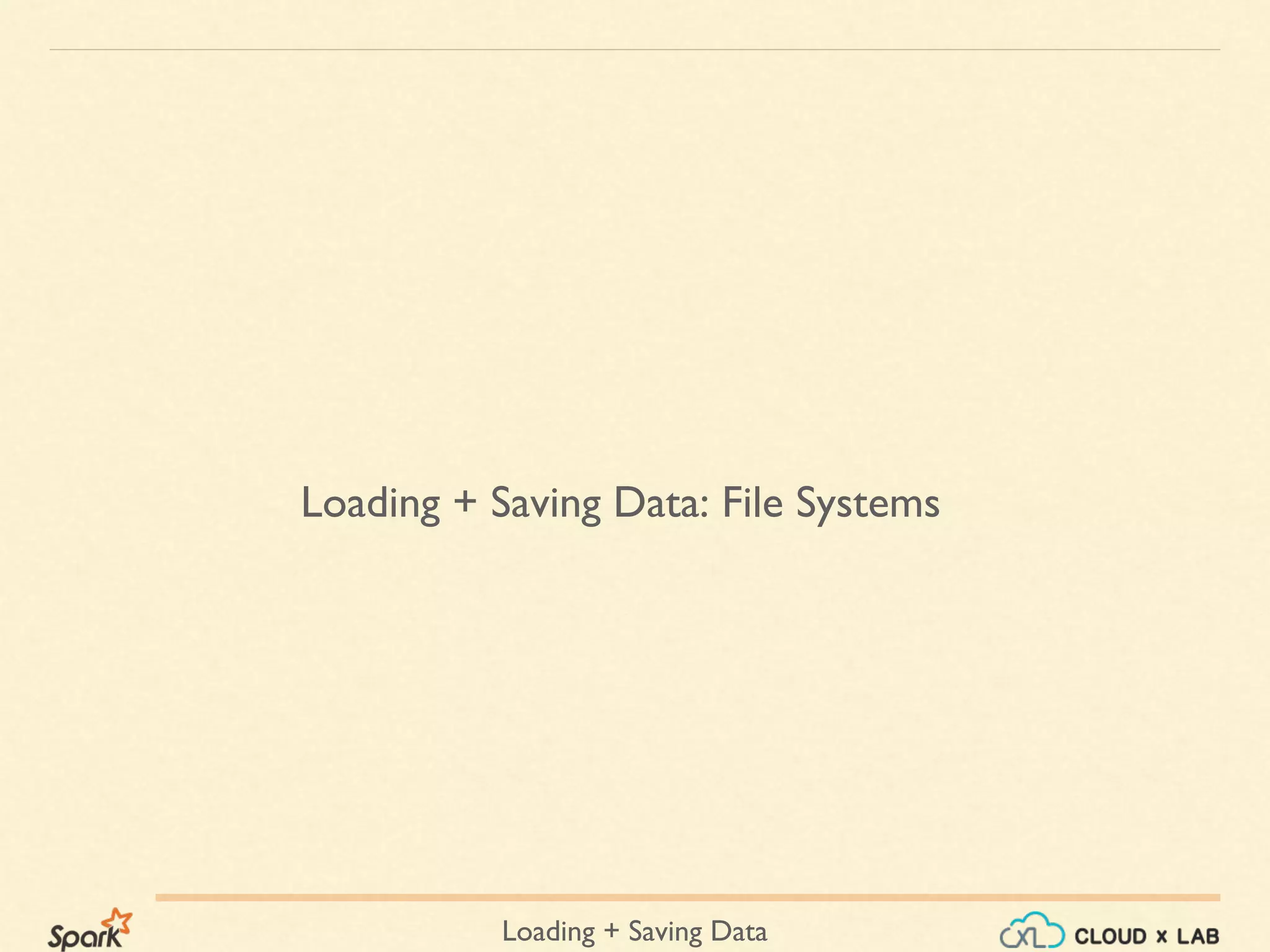 Loading + Saving Data
Loading + Saving Data: File Systems
 