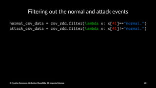 Cartesian product of two RDDs
product = protocols.cartesian(services).collect()
print len(product)
© Crea've Commons A.ribu'on-ShareAlike 3.0 Unported License 60
 