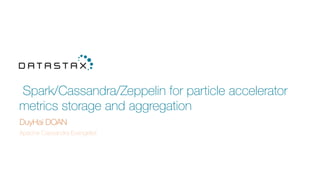 Spark/Cassandra/Zeppelin for particle accelerator
metrics storage and aggregation
DuyHai DOAN
Apache Cassandra Evangelist
 