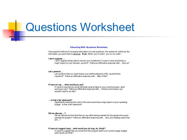 Selling Smart Workshop - Questioning Technique - Asking the Right Que…