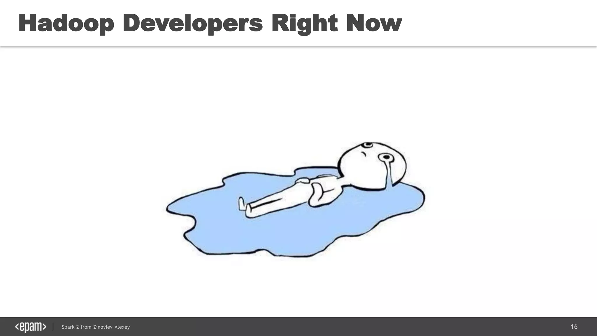 16Spark 2 from Zinoviev Alexey
Hadoop Developers Right Now
 