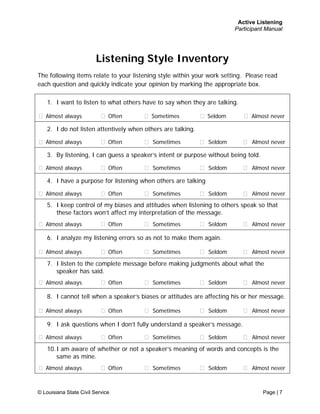 Active Listening Participant Manual