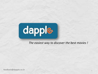 1feedback@dapple.co.in
The easiest way to discover the best movies !
 