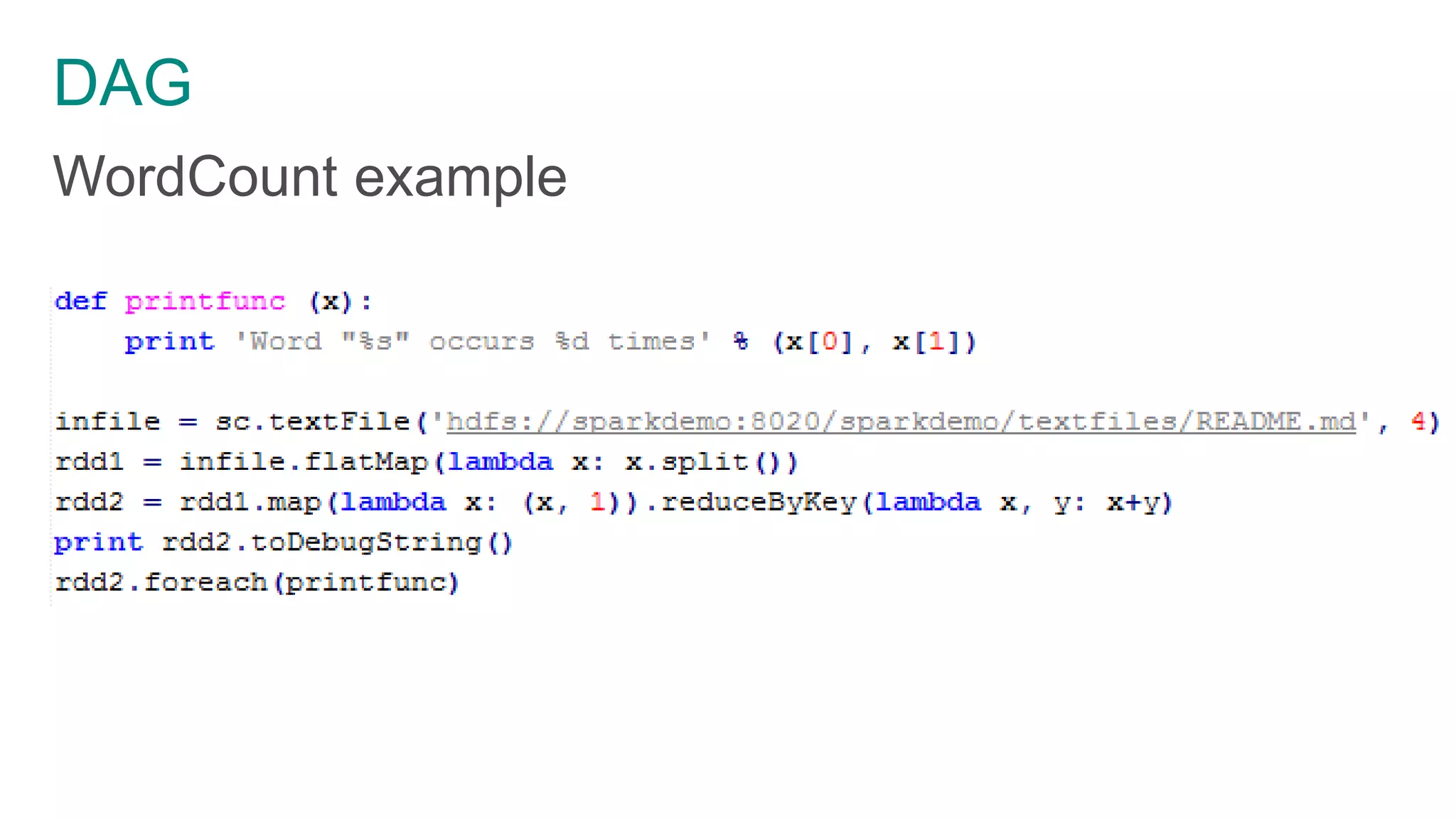 DAG
WordCount example
 