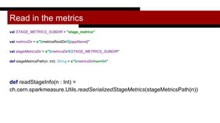 To use: read in metrics, then create optimized conf
val conf = new SparkConf() ….
val (newConf: SparkConf, id: Int) = Runn...