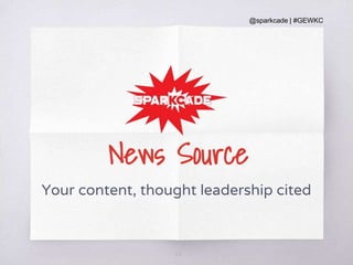 @sparkcade | #GEWKC
22
News Source
Your content, thought leadership cited
 