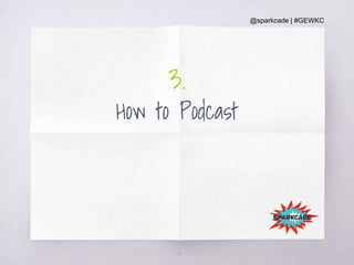 @sparkcade | #GEWKC
3.
How to Podcast
25
 