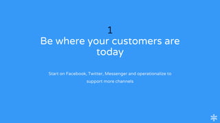 1
Be where your customers are
today
Start on Facebook, Twitter, Messenger and operationalize to
support more channels
 