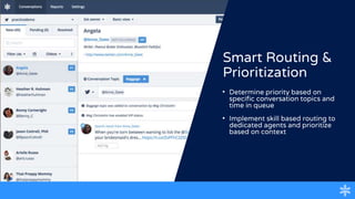 TeamsSmart Routing &
Prioritization
• Determine priority based on
specific conversation topics and
time in queue
• Implement skill based routing to
dedicated agents and prioritize
based on context
 