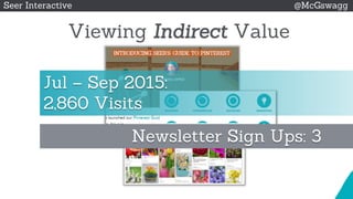 © 2015 Seer Interactive • All Rights Reserved • Page 32
Seer Interactive @McGswagg
Viewing Indirect Value
Jul – Sep 2015:
2,860 Visits
Newsletter Sign Ups: 3
 