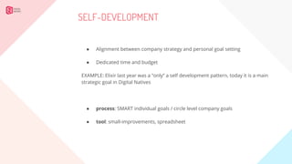 ● Alignment between company strategy and personal goal setting
● Dedicated time and budget
EXAMPLE: Elixir last year was a...