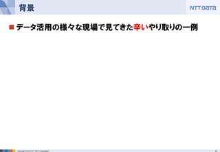 5Copyright © 2016 NTT DATA Corporation
 データ活用の様々な現場で見てきた辛いやり取りの一例
背景
 