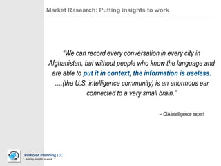 Market Research: Putting insights to work




 PinPoint Planning LLC
“…putting insights to work…”
                                                                1
 