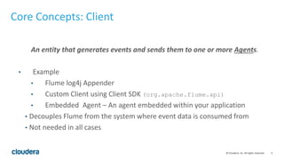 4© Cloudera, Inc. All rights reserved.
Core Concepts: Client
An entity that generates events and sends them to one or more...