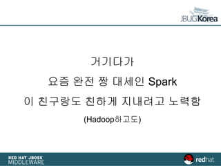 거기다가
요즘 완전 짱 대세인 Spark
이 친구랑도 친하게 지내려고 노력함
(Hadoop하고도)
 