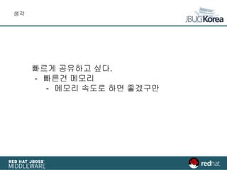 생각
빠르게 공유하고 싶다.
- 빠른건 메모리
- 메모리 속도로 하면 좋겠구만
 