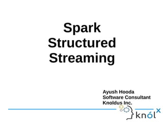Spark
Structured
Streaming
Ayush Hooda
Software Consultant
Knoldus Inc.
 