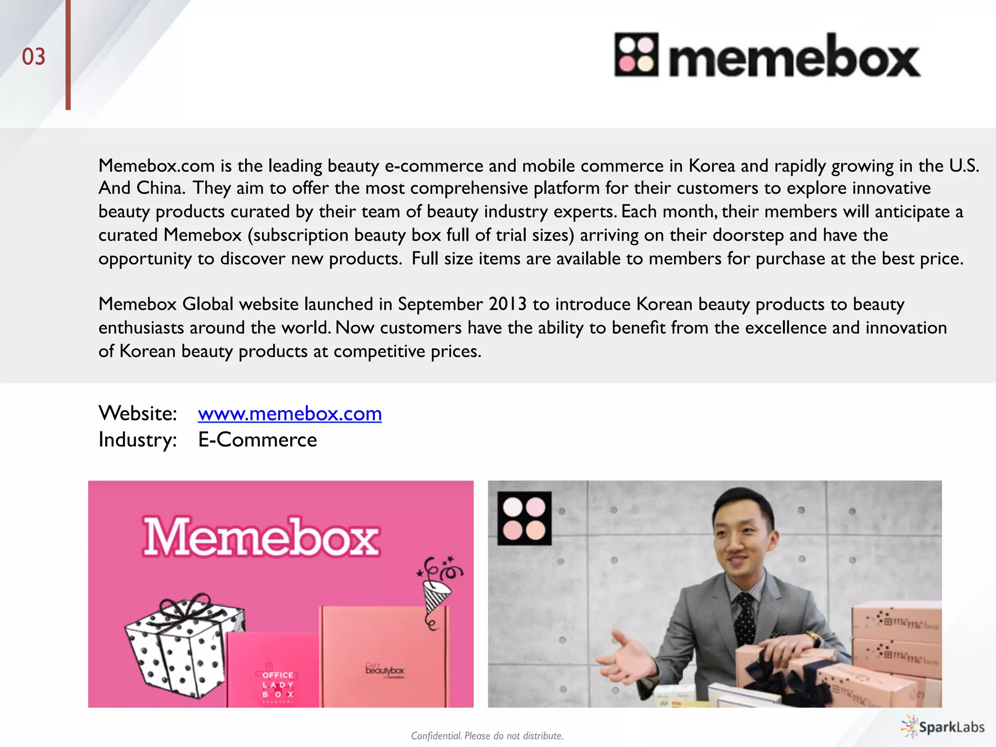 02
Website: 	

www.knowre.com	

Industry: 	

Education Tech
Conﬁdential. Please do not distribute.	

KnowRe is an educational technology company with an adaptive mathematics platform. KnowRe’s patented 	

technology assesses an individual’s strengths and weaknesses, personalizes a curriculum for each student’s focus 	

areas and engages students through gamiﬁed features, attractive graphics and social learning. KnowRe believes 	

in the importance of a good education, the need for personalization in our educational system and that 	

technology is the most effective tool to help bring about these goals. 	

	

KnowRe was named winner of “Best Instructional App” in the NYC Schools 2013 Gap App Challenge and was 	

Grand Prize winner of Google’s Global K-Startup. It was also listed in Fast Company's Most Innovative 	

Companies 2014 series as one of The World's Top 10 Most Innovative Companies in Education.
 