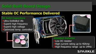 Solid Built Board Design
Stable OC Performance Delivered
All Solid Capacitors
 Ultra DURABLE life
 Superb high frequency
 Superb high voltage
 Optimized temp. controlled


                              Shielded Inductor
                               Low DC resistor
                               High current rating up to 40Amp
                               High frequency range up to 1MHz
 