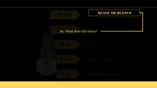 The Wine KRITER BLANC DE BLANC
BRUT
The grapes Chardonnay
The color “Brilliant”.
The smell Citrus fruits & dried fruits.
The taste Fresh and balanced with floral notes.
So: What does this mean?
KRITER BLANC DE BLANCS
BRUT
 