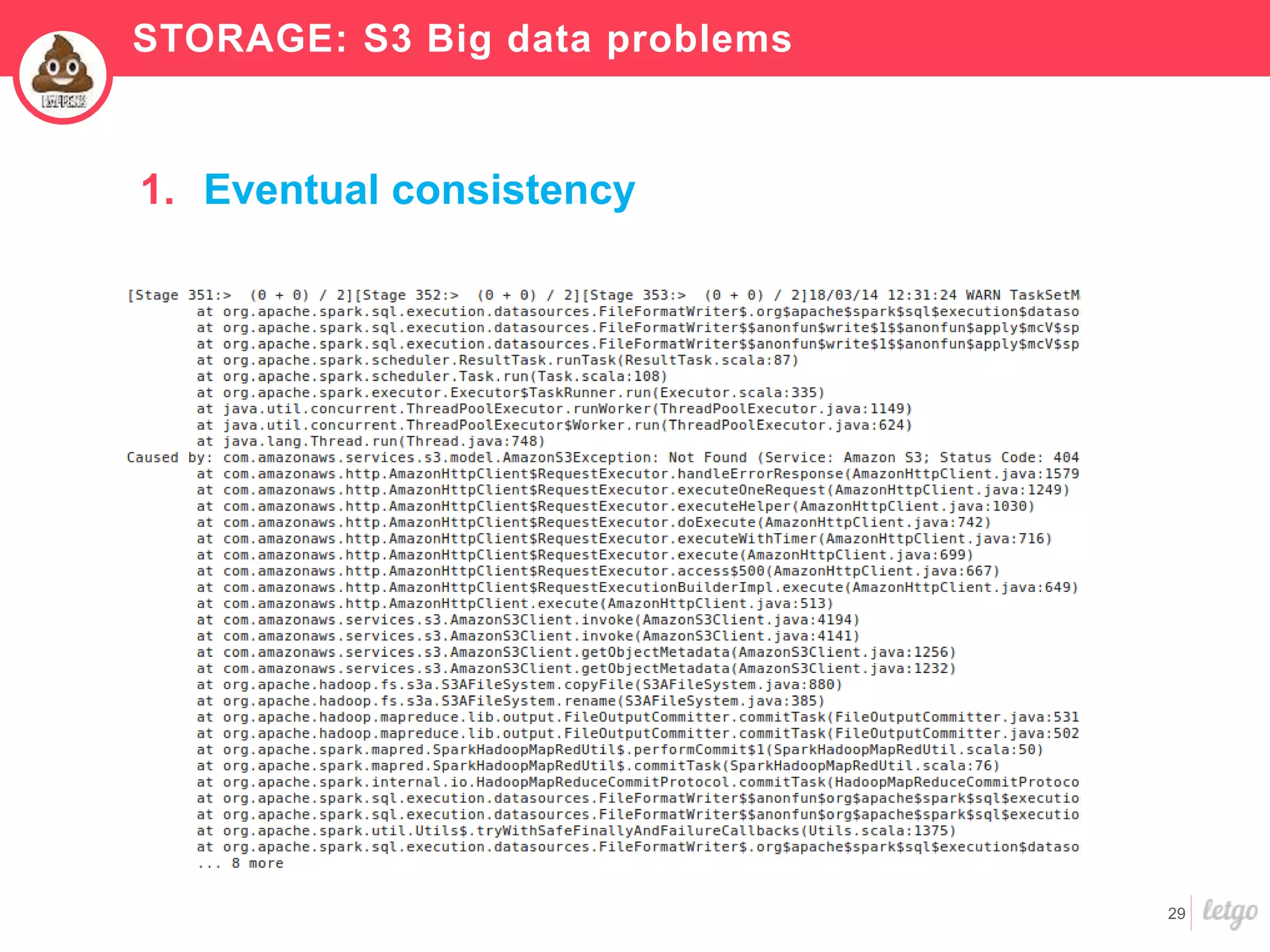 29
1. Eventual consistency
STORAGE: S3 Big data problems
 
