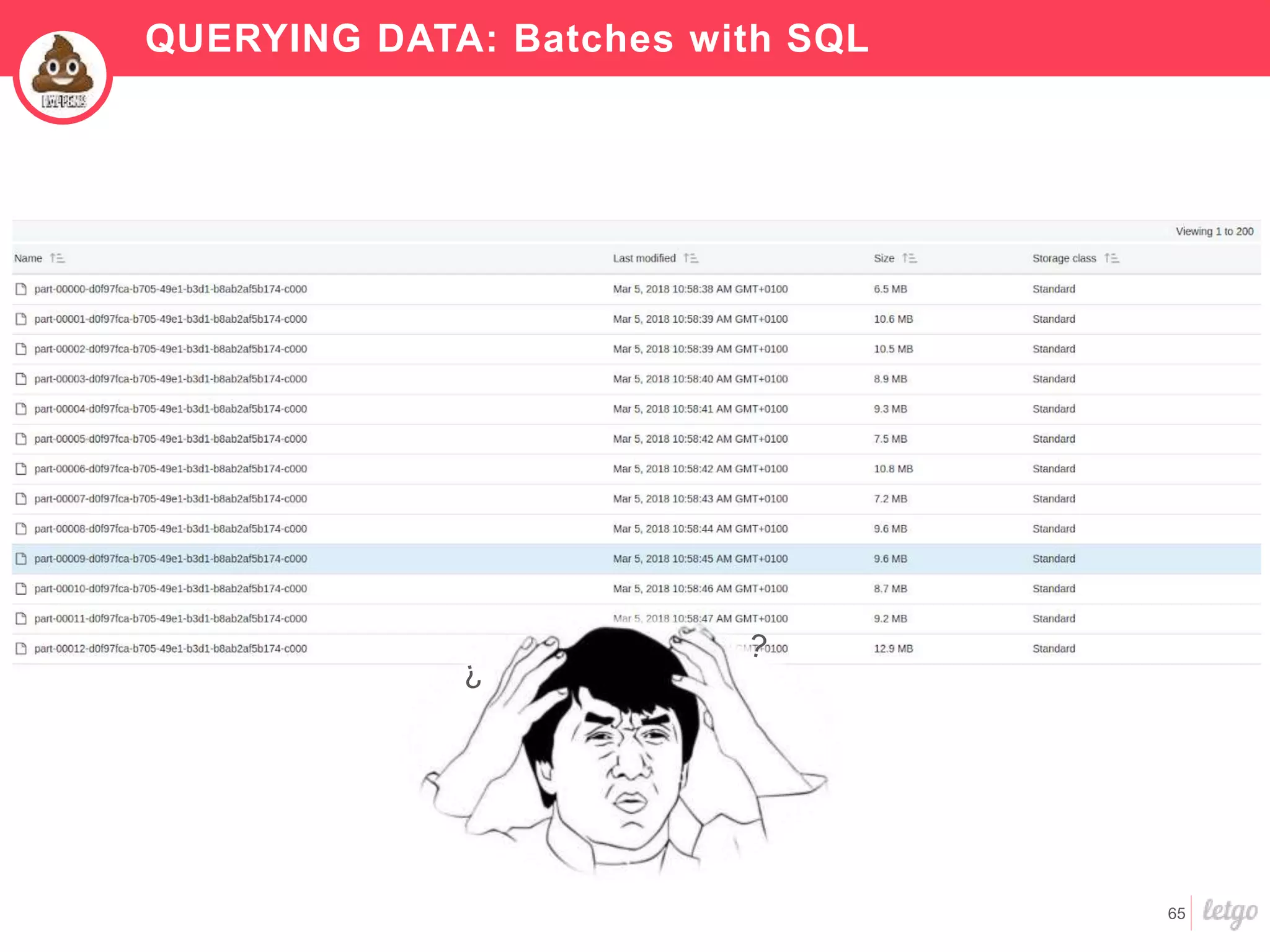 65
QUERYING DATA: Batches with SQL
 