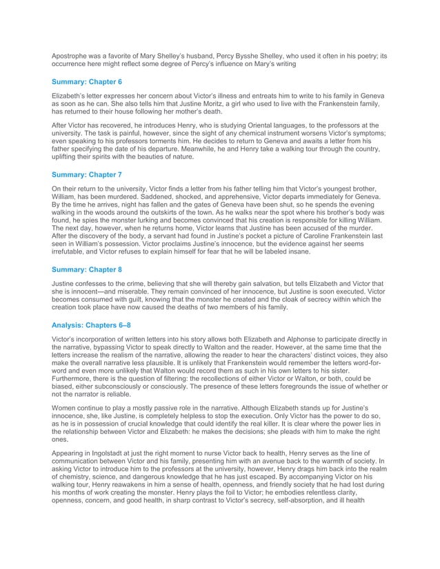 Sparknotes For Frankenstein | PDF