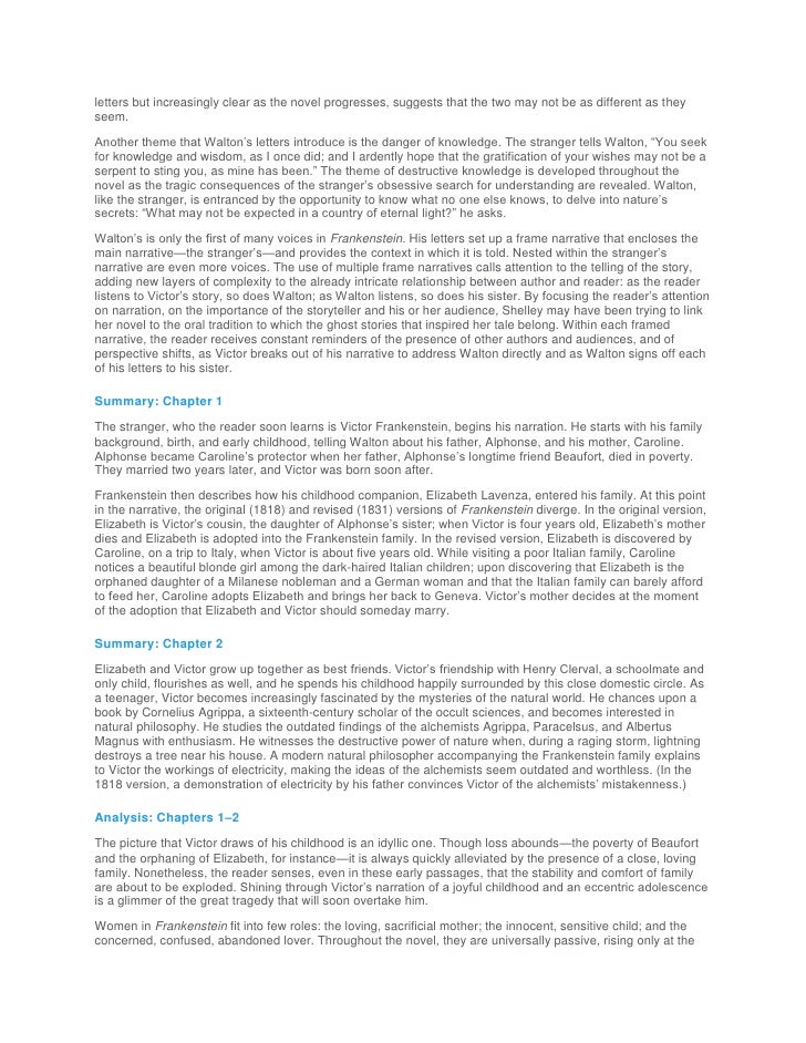 Sparknotes for frankenstein