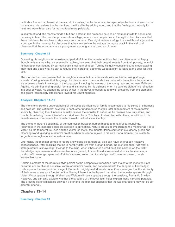 Sparknotes for frankenstein
